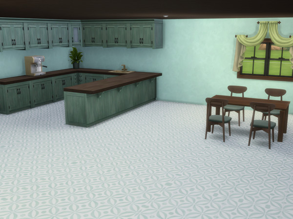 Sims 4 — Lime Green Ceramic Tile Floor by WinterWildsSims — A lime green patterned flooring, so good for a kitchen!