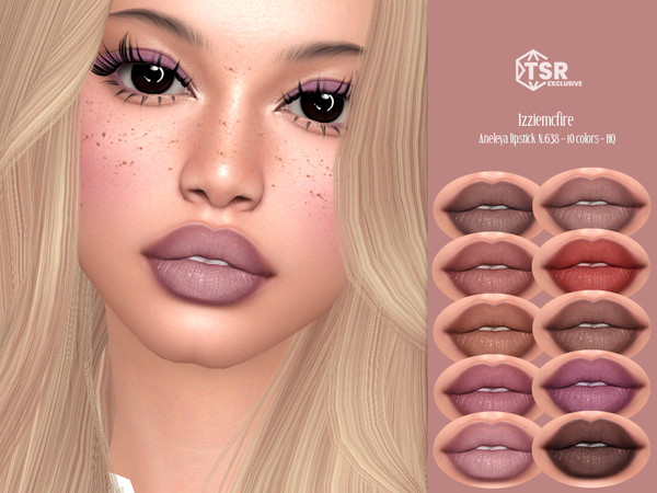 Sims 4 — IMF Aneleya Lipstick N.638 by IzzieMcFire — Aneleya Lipstick N.638 contains 10 colors in hq texture. Standalone