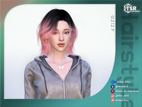 Sims 4 — Medium-Length Layered Hair - Ginko 212 by Daisy-Sims — 21 base colors + 9 ombre colors