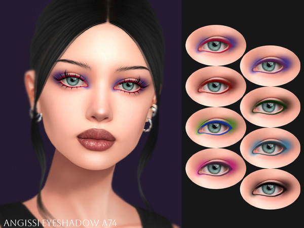 Sims 4 — Eyeshadow A74 by ANGISSI — PREVIEWS MADE USING HQ MOD 8 colors