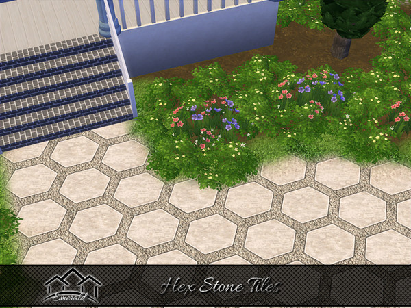 Sims 4 — Hex Stone Tiles1 by Emerald — Create an attractive garden pathway swiftly.