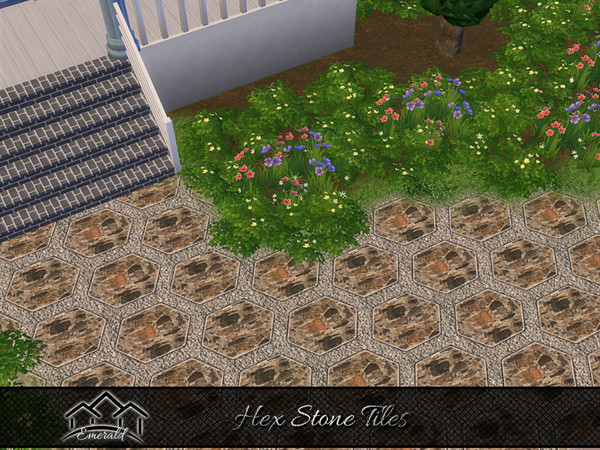 Sims 4 — Hex Stone Tiles2 by Emerald — Create an attractive garden pathway swiftly.
