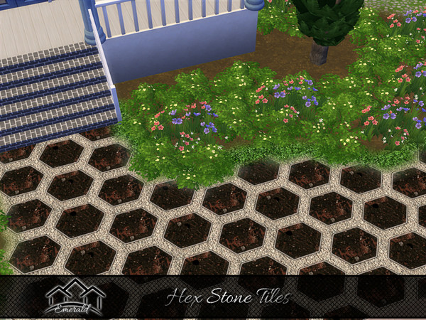 Sims 4 — Hex Stone Tiles3 by Emerald — Create an attractive garden pathway swiftly.