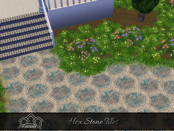 Sims 4 — Hex Stone Tiles4 by Emerald — Create an attractive garden pathway swiftly.