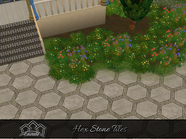 Sims 4 — Hex Stone Tiles5 by Emerald — Create an attractive garden pathway swiftly.