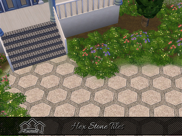 Sims 4 — Hex Stone Tiles6 by Emerald — Create an attractive garden pathway swiftly.