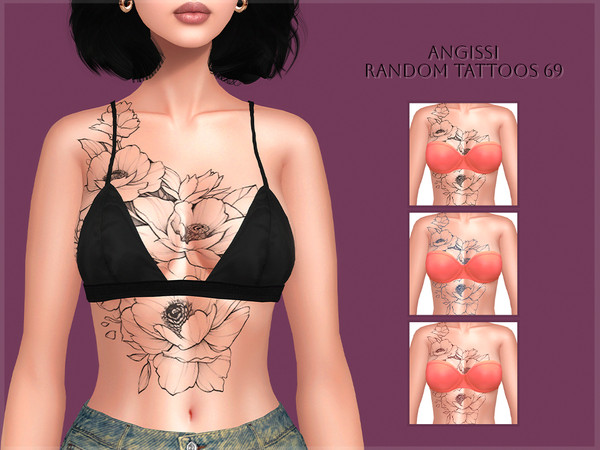 Sims 4 — Random tattoos 69 by ANGISSI — PREVIEWS MADE USING HQ MOD HQ compatible
