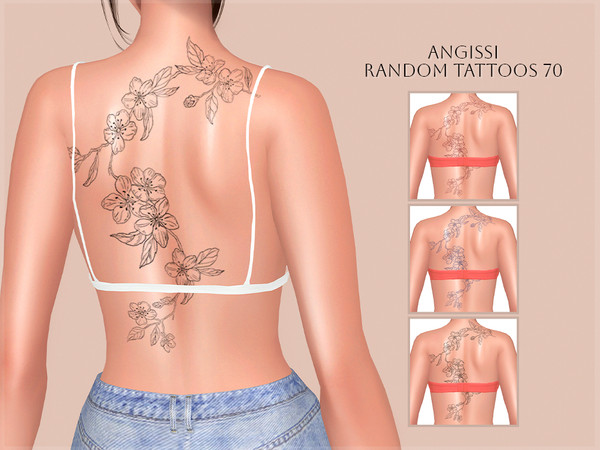Sims 4 — Random tattoos 70 by ANGISSI — PREVIEWS MADE USING HQ MOD 3 colors