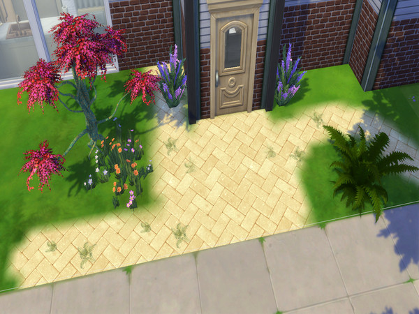 Sims 4 — Herringbone Brick Terrain Grey Weeds 6-25.package by lavilikesims — A brick pattern in 2 colours and 2 designs