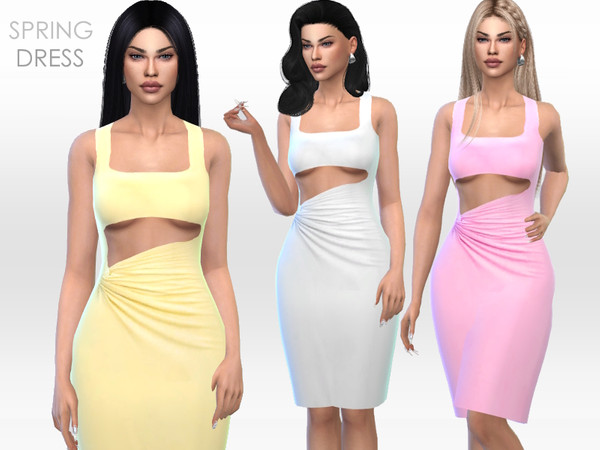 Sims 4 — Spring Dress by Puresim — Cut out dress with colors for spring time.