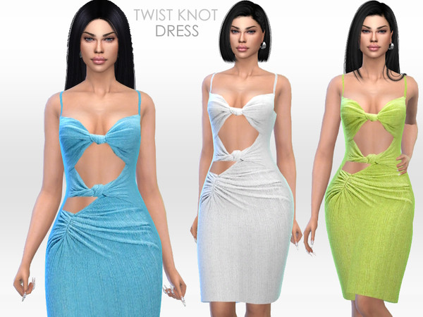 Sims 4 — Twist Knot Dress by Puresim — Cut out twist knot dress for female sims