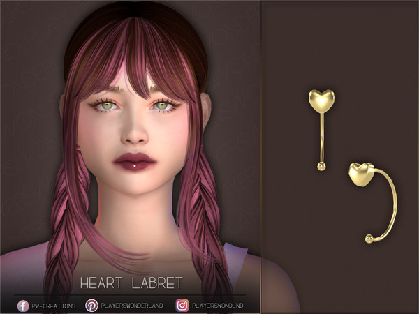 Sims 4 — Heart Labret by PlayersWonderland — A simple labret with a heart stud. - 5 Swatches