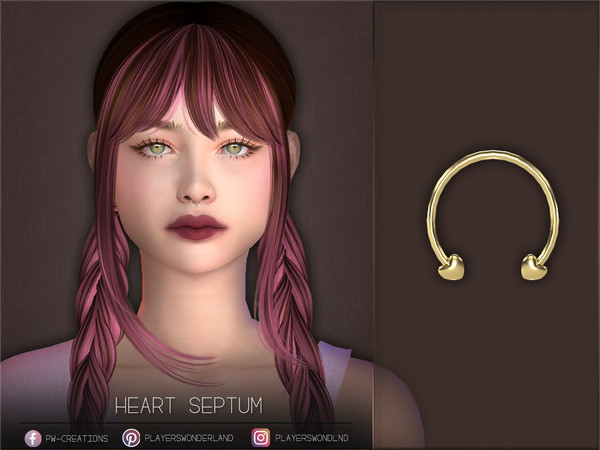 Sims 4 — Heart Septum by PlayersWonderland — A cute septum with heart studs. - 5 Swatches