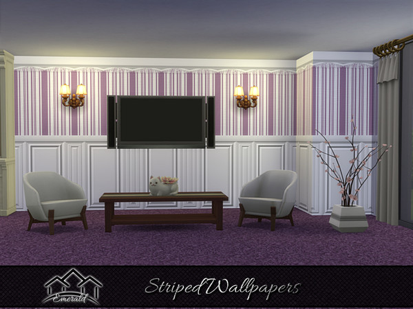Sims 4 — Striped Wallpapers1 by Emerald — Add a unique decor statement with striped wallpapers.