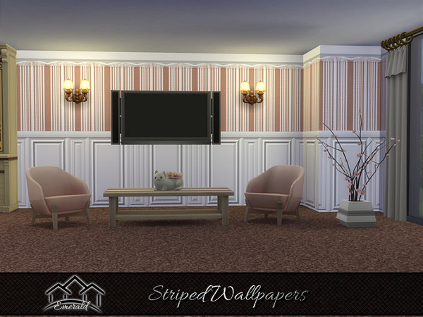 Sims 4 — Striped Wallpapers2 by Emerald — Add a unique decor statement with striped wallpapers.