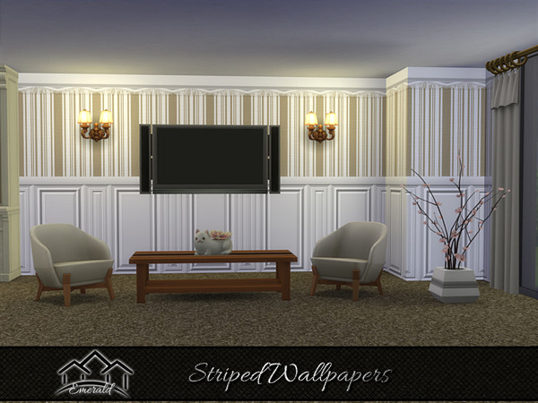 Sims 4 — Striped Wallpapers3 by Emerald — Add a unique decor statement with striped wallpapers.