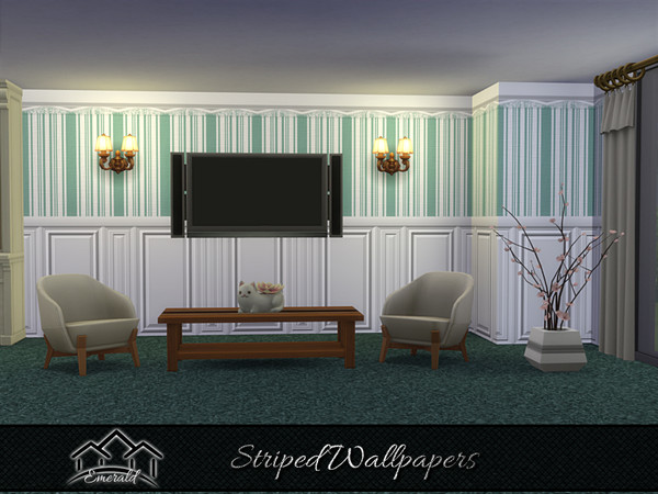 Sims 4 — Striped Wallpapers4 by Emerald — Add a unique decor statement with striped wallpapers.