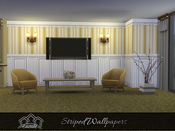 Sims 4 — Striped Wallpapers6 by Emerald — Add a unique decor statement with striped wallpapers.