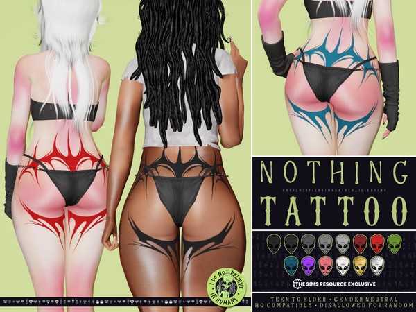 Sims 4 — Nothing Tattoo by unidentifiedsims — 10 Colours