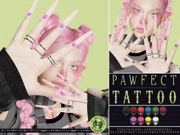 Sims 4 — Pawfect Tattoo by unidentifiedsims — 10 Colours