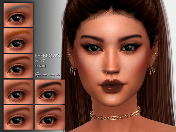 Sims 4 — Eyebrow N17 by Suzue — 10 Swatches