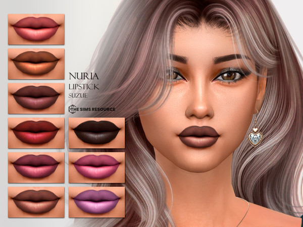 Sims 4 — Nuria Lipstick N96 by Suzue — 10 Swatches