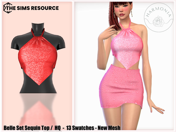Sims 4 — Belle Set Sequin Top by Harmonia — New Mesh