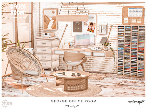 Sims 4 — George Office Room by Moniamay72 — A lovely modern office room in light wooden colors.