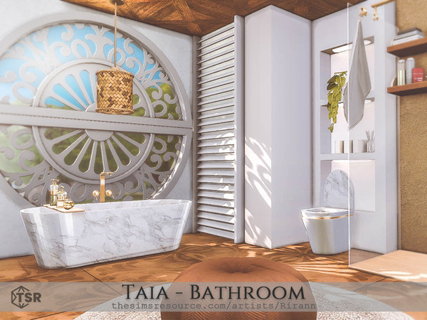 Sims 4 — Taia - Bathroom by Rirann — Taia is a modern elegant bathroom in white and brown tones