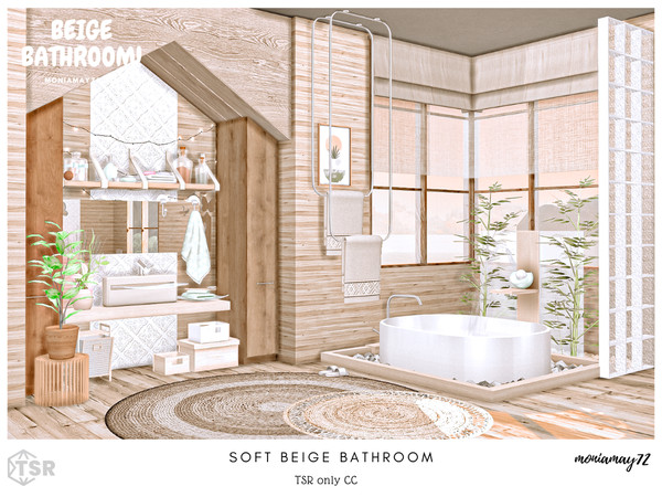 Sims 4 — Soft Beige Bathroom by Moniamay72 — A beautiful modern soft beige bathroom.
