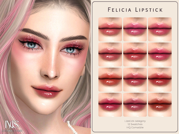 Sims 4 — Felicia Lipstick by Lisaminicatsims — -Lipstick category -HQ comatble -12 swatches