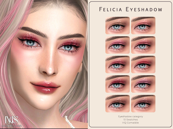 Sims 4 — Felicia Eyeshadow by Lisaminicatsims — -Eyeshadow category -HQ comatble -10 swatches