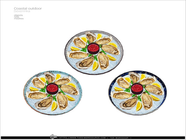 Sims 4 — Coastal outdoor - oyster large dish by Severinka_ — A set of furniture and decor for the design of a patio in