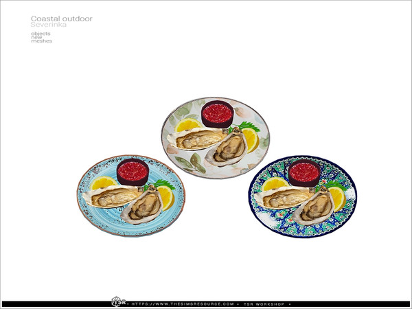 Sims 4 — Coastal outdoor - oyster small dish by Severinka_ — A set of furniture and decor for the design of a patio in