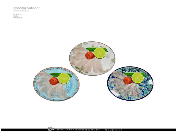 Sims 4 — Coastal outdoor - puffer fish small dish by Severinka_ — A set of furniture and decor for the design of a patio