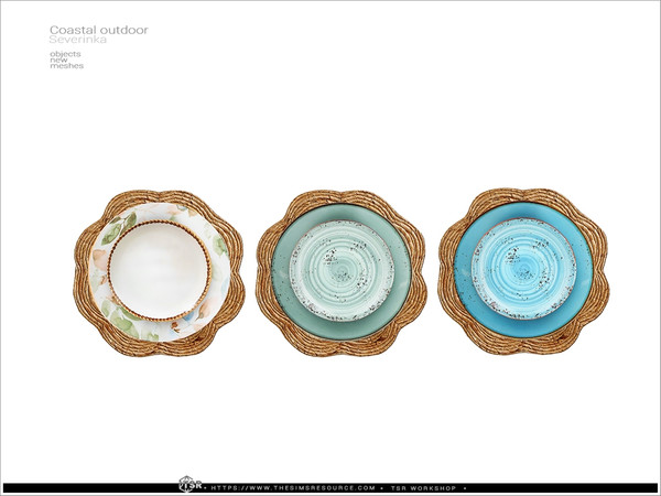Sims 4 — Coastal outdoor - tableware by Severinka_ — A set of furniture and decor for the design of a patio in the style
