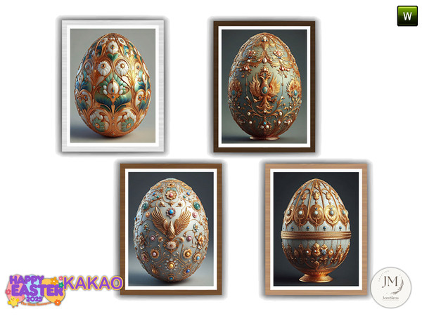Sims 4 — kakao garden wall paintings2 by jomsims — An elegant and enchanting Easter garden set featuring 18 items,