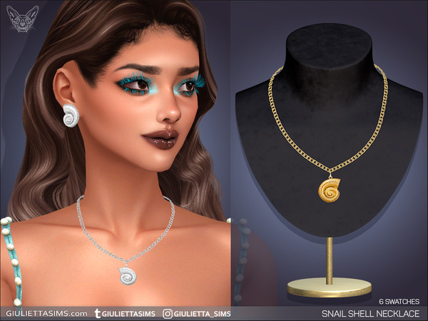 Sims 4 — Snail Shell Pendant Necklace by feyona — Snail Shell Pendant Necklace comes with 6 swatches.