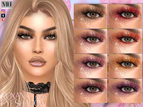 Sims 4 — Roxana Eyeshadow N105 by MagicHand — Dramatic glitter glam eye makeup in 12 colors - HQ Compatible.
