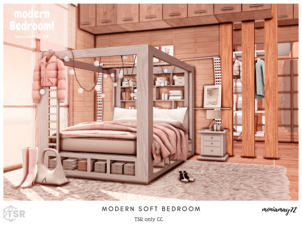 Sims 4 — Modern Soft Bedroom by Moniamay72 — A beautiful modern soft bedroom in lovely colors.