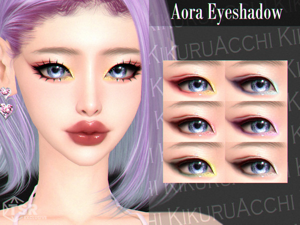 Sims 4 — Aora Eyeshadow by Kikuruacchi — - It is suitable for Female and Male. ( Teen to Elder ) - 6 swatches - HQ