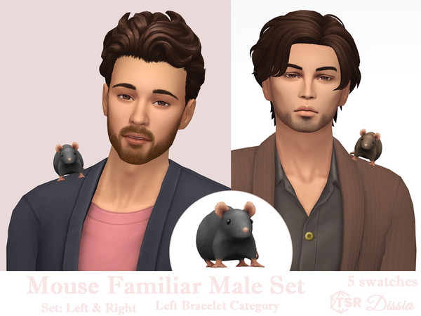 Sims 4 — Mouse Familiar Male Set by Dissia — Cute mouse familiar for male for right or left shoulder!