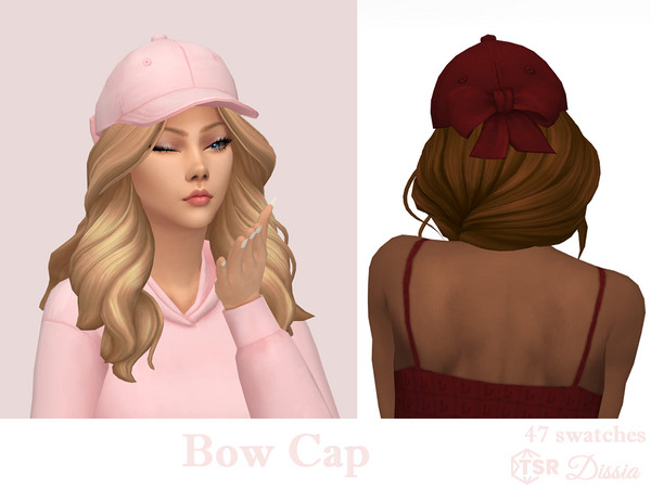 Sims 4 — Bow Cap by Dissia — A simple cap with a cute bow at back