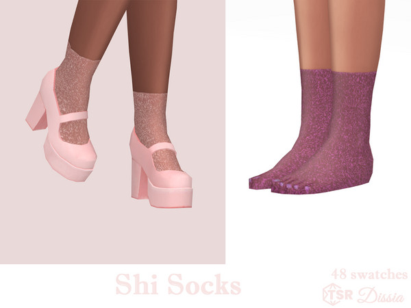 Sims 4 — Shi Socks by Dissia — Transparent calf socks with shiny glitter