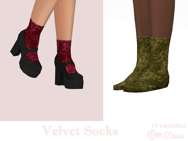 Sims 4 — Velvet Socks by Dissia — Calf velvet dark socks