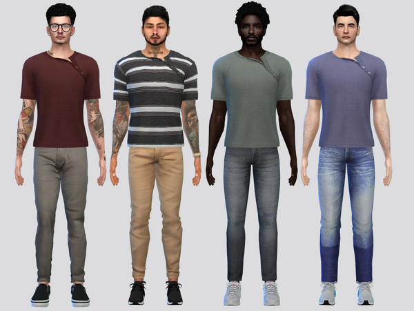 Sims 4 — Side Button Tee by McLayneSims — TSR EXCLUSIVE