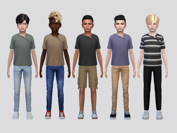 Sims 4 — Side Button Tee Boys by McLayneSims — TSR EXCLUSIVE