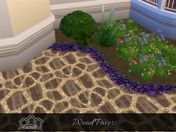 Sims 4 — Wood Pavers 1 by Emerald — Durable pavers tiles for accent your outdoor landscaping.
