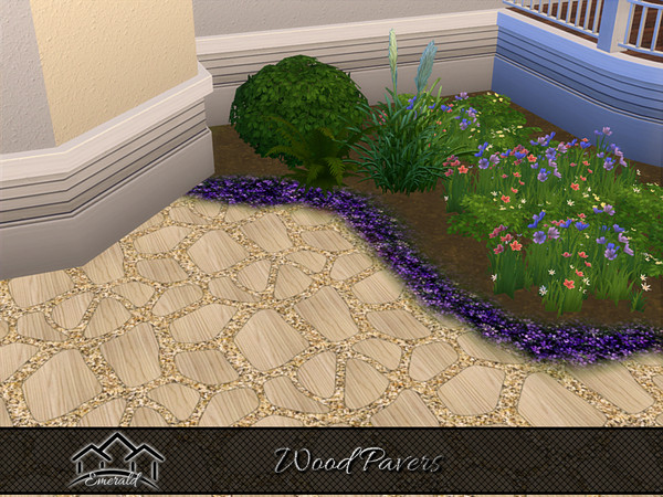 Sims 4 — Wood Pavers 2 by Emerald — Durable pavers tiles for accent your outdoor landscaping.