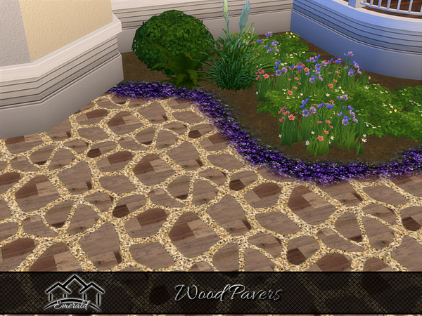 Sims 4 — Wood Pavers 4 by Emerald — Durable pavers tiles for accent your outdoor landscaping.
